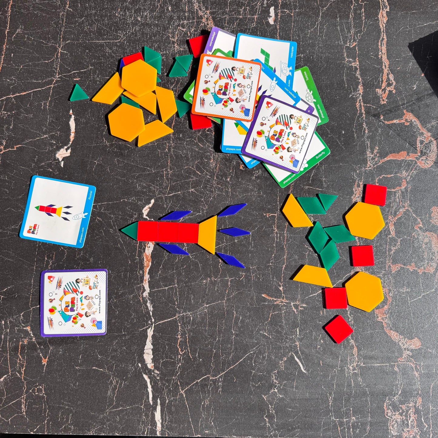 Pattern Blocks Geometric Shape Jigsaw Puzzle - Baby Educational Montessori Tangram Toys for Kids [MF- 144} - Plzpapa