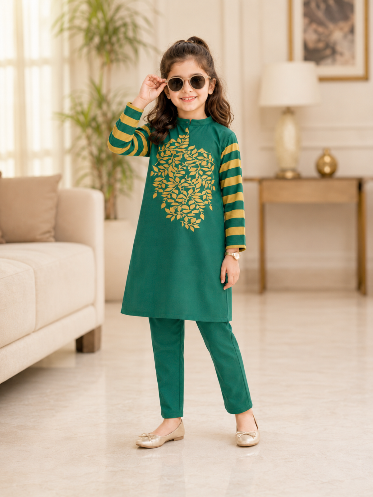 Girls Winter 2Pcs Printed Suit VG231-A