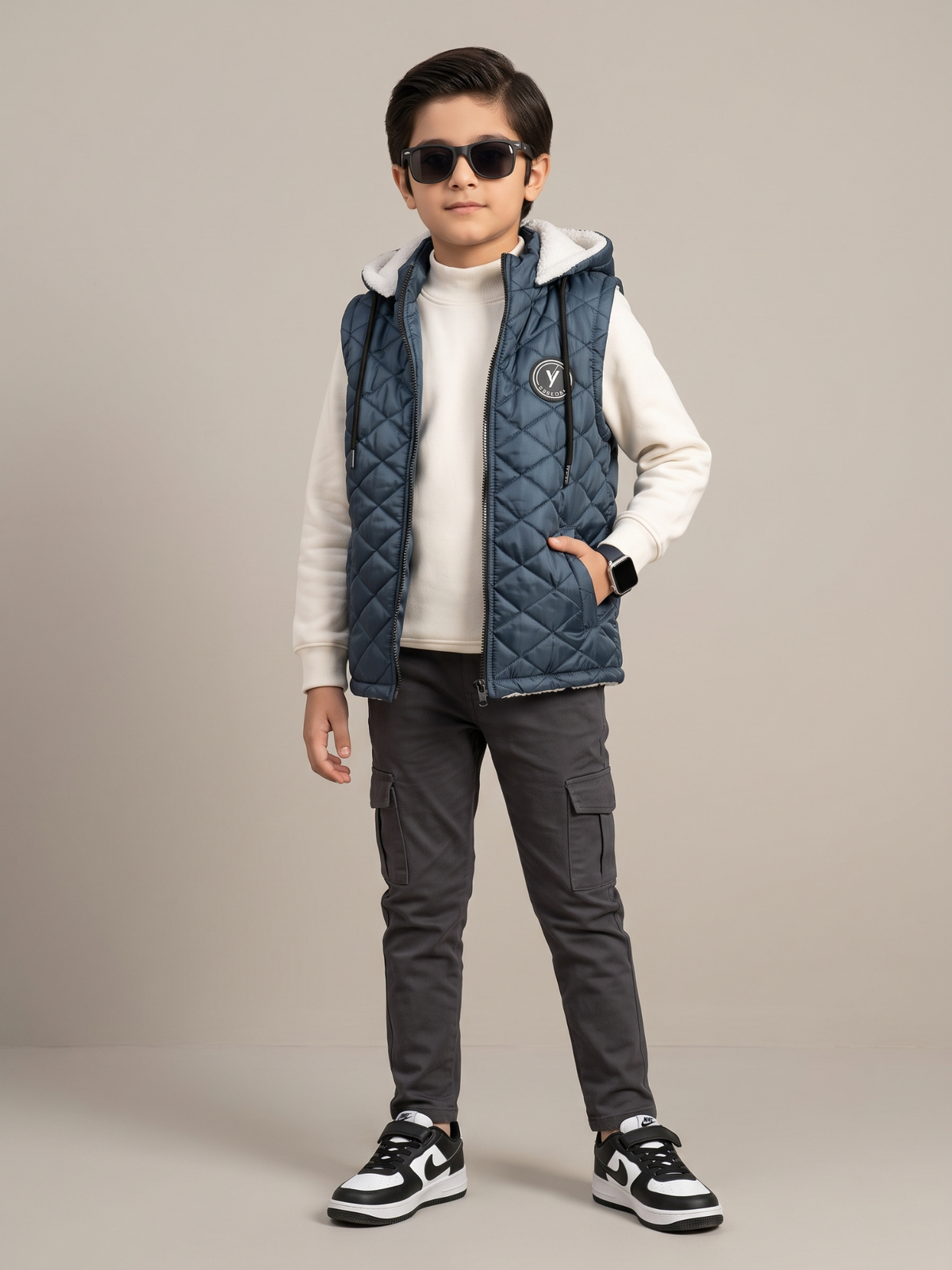 Sleeveless Hooded Puffer For Boys & Girls VJ92-B