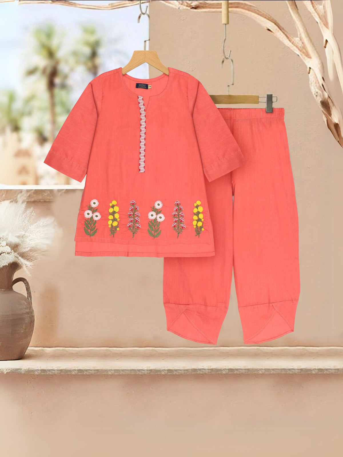 Girls Summer 2Pcs Embroidered Suit VG176-A