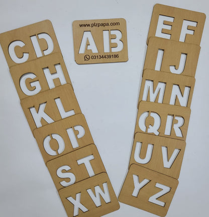Kids Wooden Alphabet Coloring Blocks Stencils