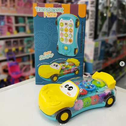 Electric toy transparent gear concept Toys Mobile with English Songs Baby Cell Phone Kids Mobile Phone Toy