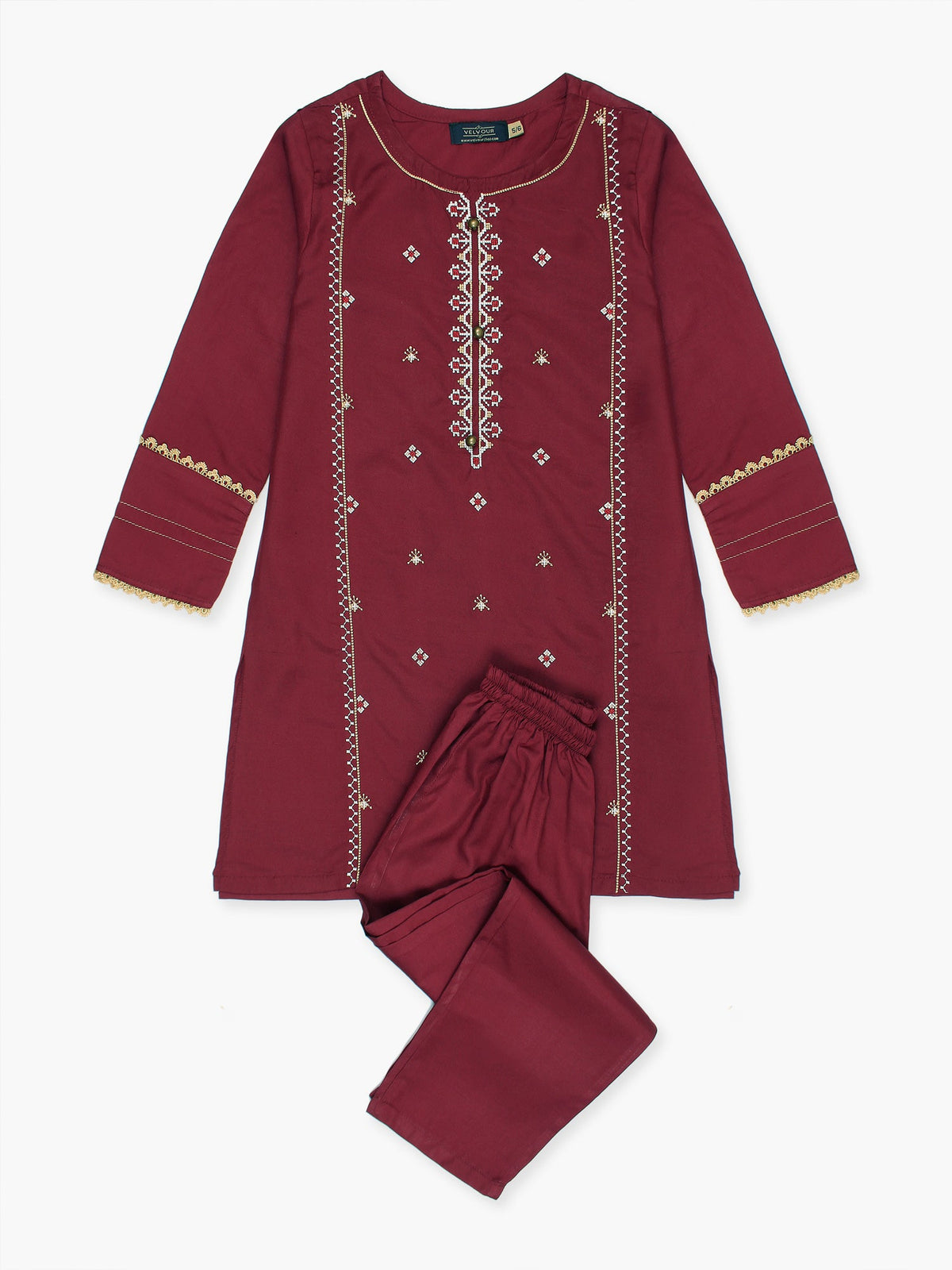 Girls Summer 2Pcs Embroidered Suit VG87-C