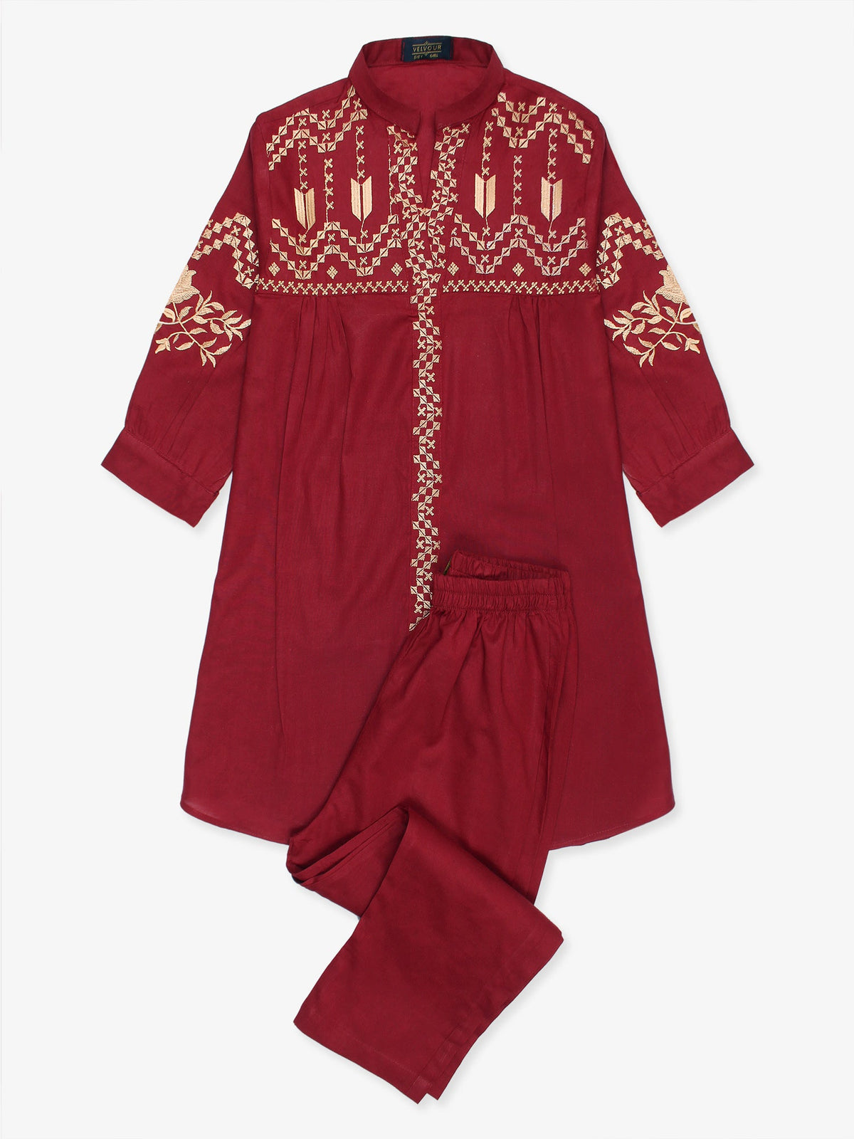 Girls Summer 2Pcs Embroidered Suit VG77-D