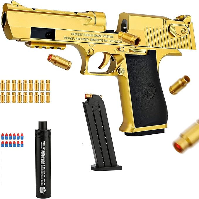 Toy Gun for boys with Soft Bullets, Toy Pistol with Jump Ejecting Mag PlzpapaSoft Bullets, Toy Pistol