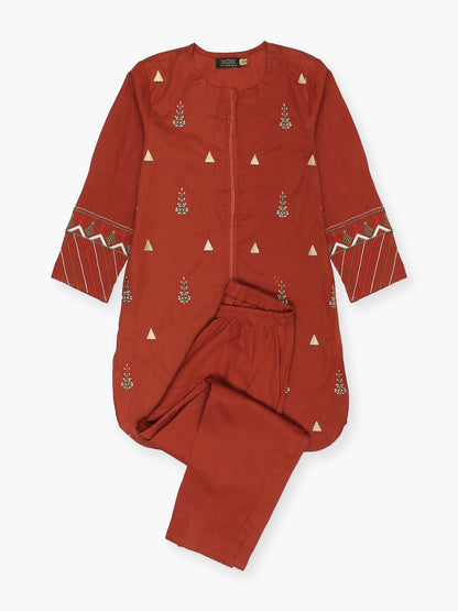 Girls Summer 2Pcs Embroidered Suit VG101-C