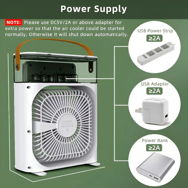 3 in 1 - Mini Portable Air Conditioner Fan with LED light [KT-948]