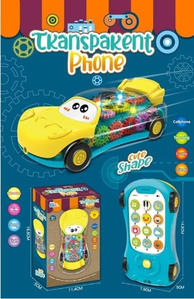 Electric toy transparent gear concept Toys Mobile with English Songs Baby Cell Phone Kids Mobile Phone Toy