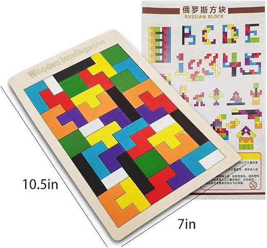 Wood Intelligence Puzzle Bricks / Colourful Wooden Bricks Puzzle For Kids / Colour Puzzle World Wooden Pattern Blocks 60 Pieces Montessori Tangram Puzzle Toy [WI-926]