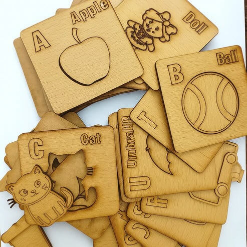AtoZcompleteAlphabetKidsWoodenDrawingStencils