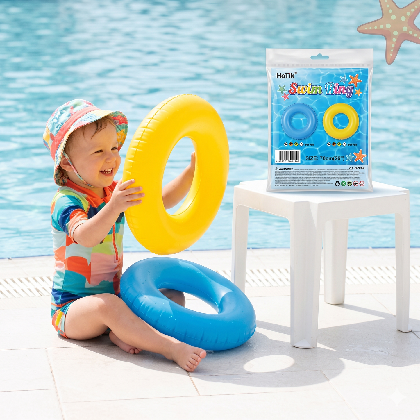 Classic Colorful Swim Ring Tube  – Inflatable Pool Float [ FT-1369]