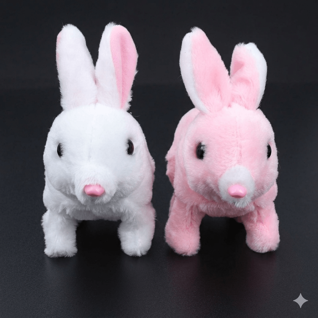 Cute Walking Bunny Toy Soft Plush Rabbit with Squeaky Sounds Tail Wiggle [FT-1339]