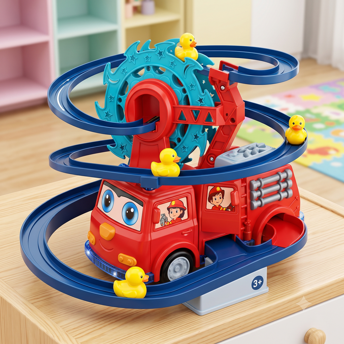 Ducky Duck Fire Engine Swivel Slide Rail Car[FT-1387]