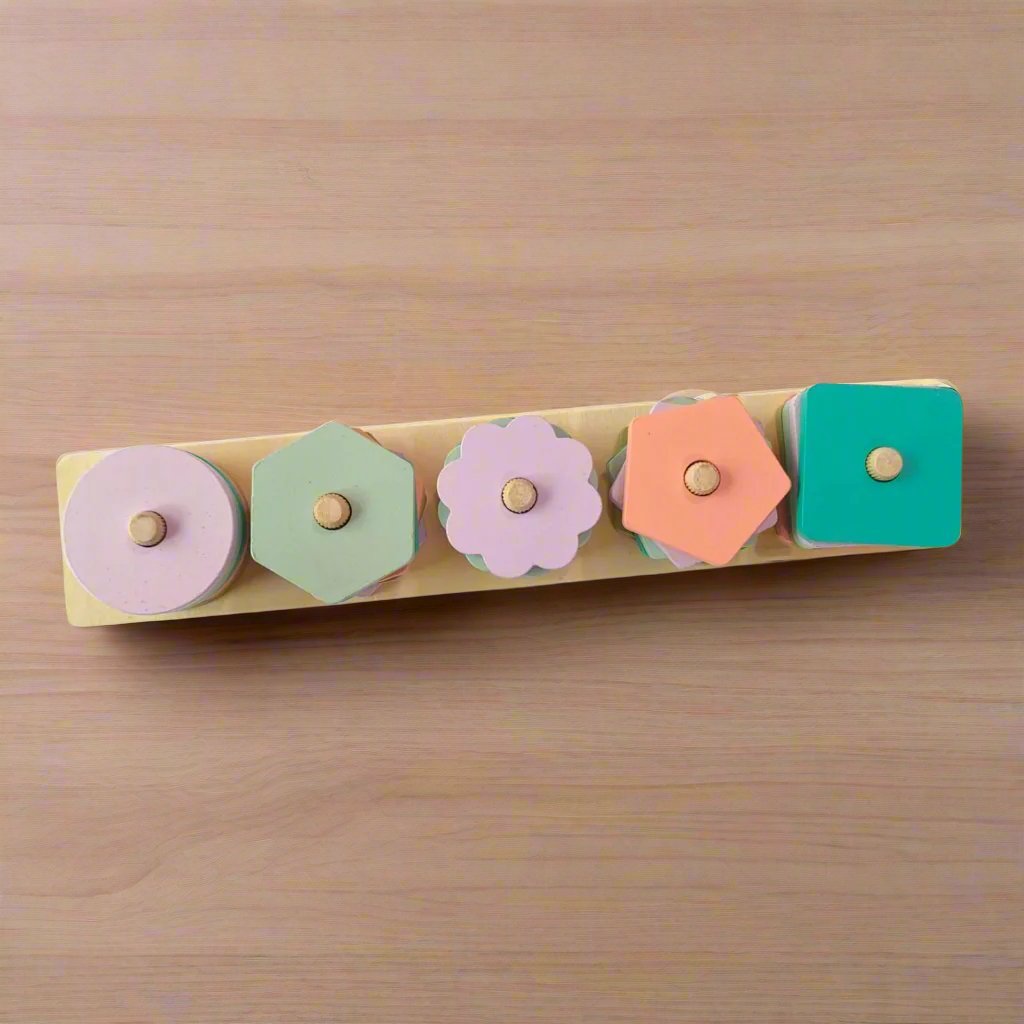 Geometric Wooden Shapes Five column and Five colors  Educational Toy [WT-984]