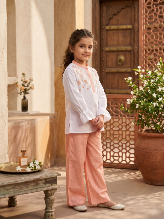 Girls Summer 2Pcs Embroidered Suit VG170