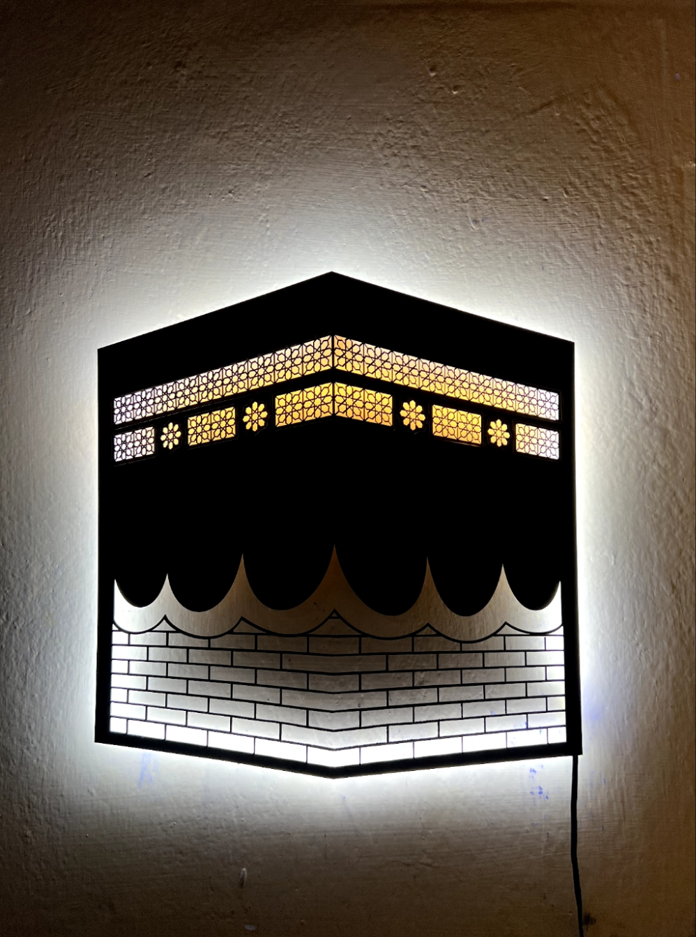 Kaaba-Inspired LED Wall Art – Islamic Home Decor 12*12 inch [LC-105]