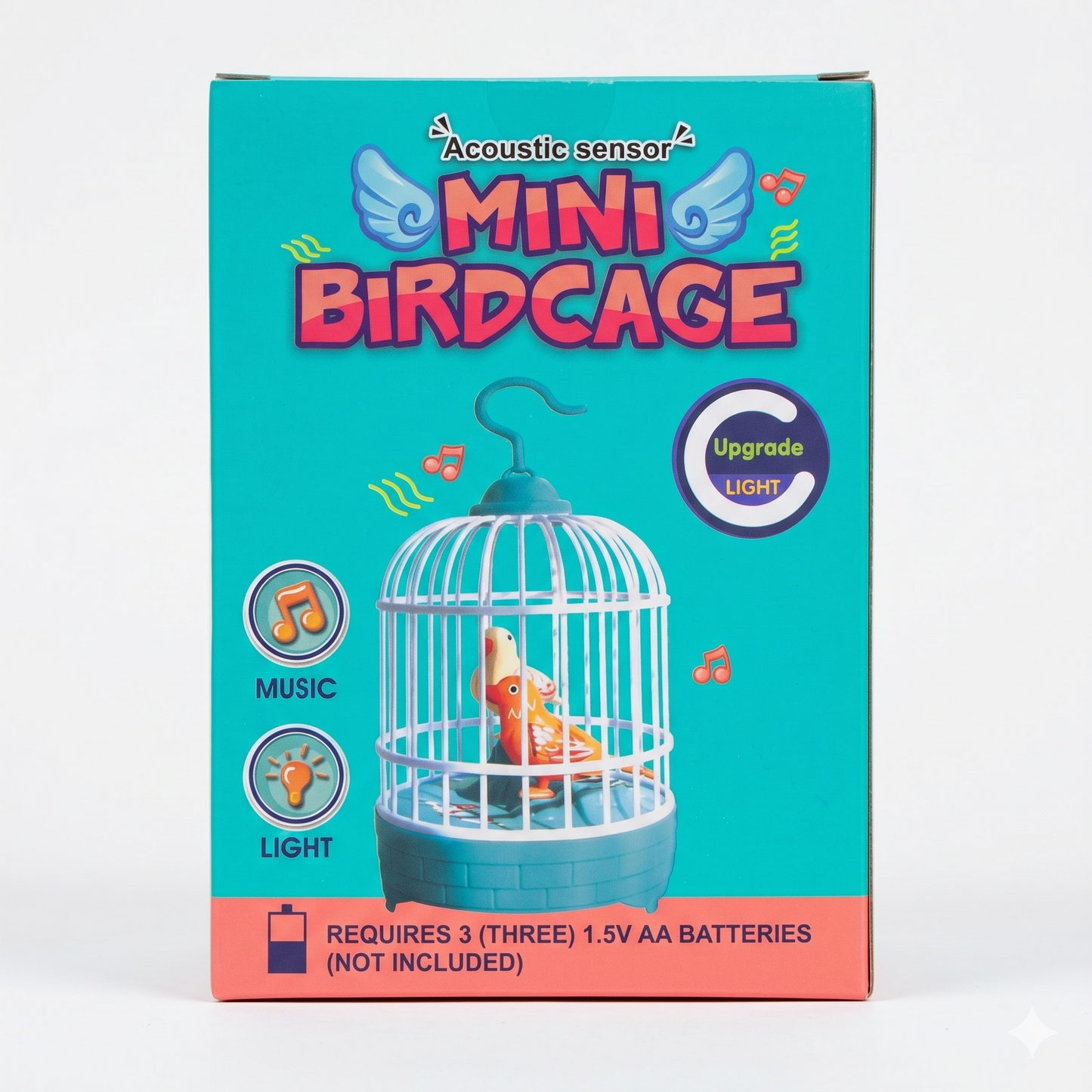Interactive Mini Birdcage Toy with Acoustic Sensor, Music & Light [FT-1367]