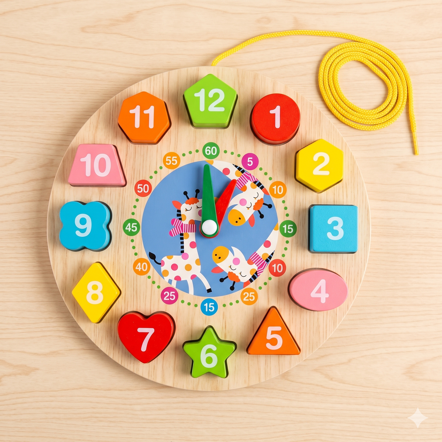 Kids Wooden Clock With Puzzle [WT-1280-2]