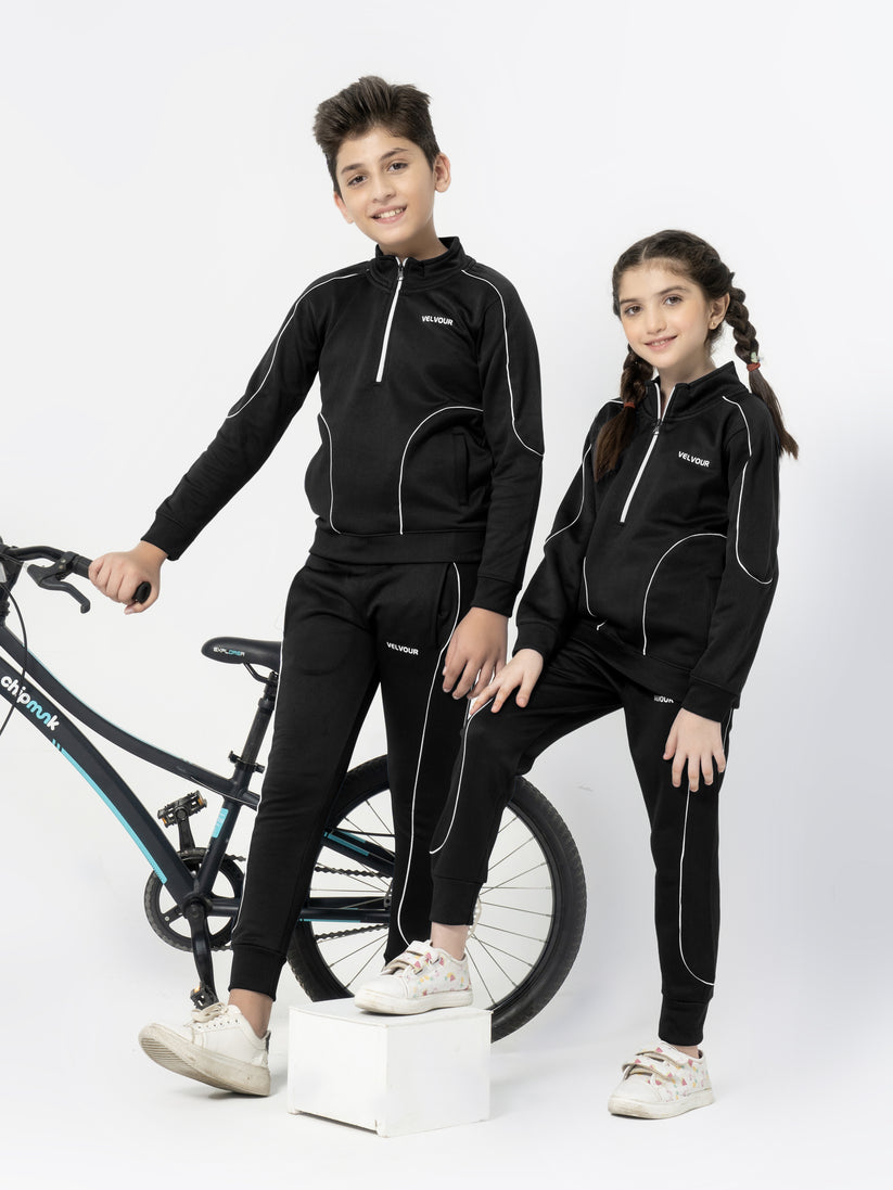 Mock Neck Tracksuit For Boys & Girls, Poly Athletic Fleece #VWT11-B