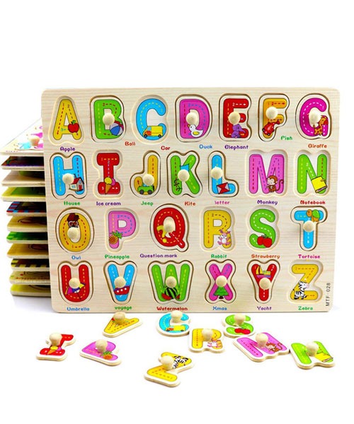 Montessori 3D Alphabet Wooden Puzzle Picture Board [wd-pin-911]