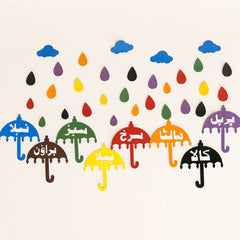 Montessori Classroom 7 Different Color Umbrella Foam Sheet in Urdu [FT-1083]