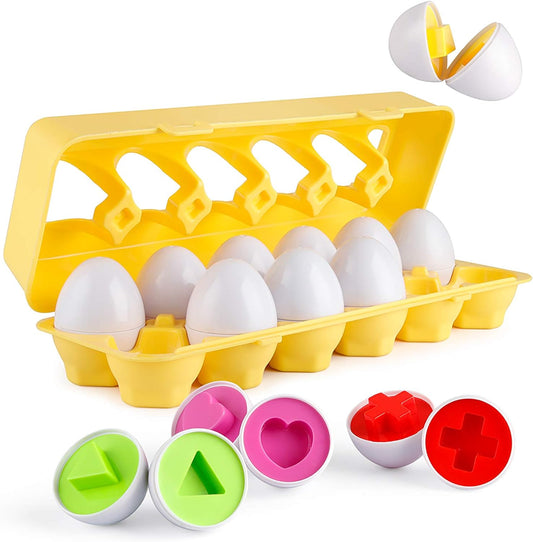 Montessori Matching Eggs Shapes and Colors set of 12| Plzpapa
