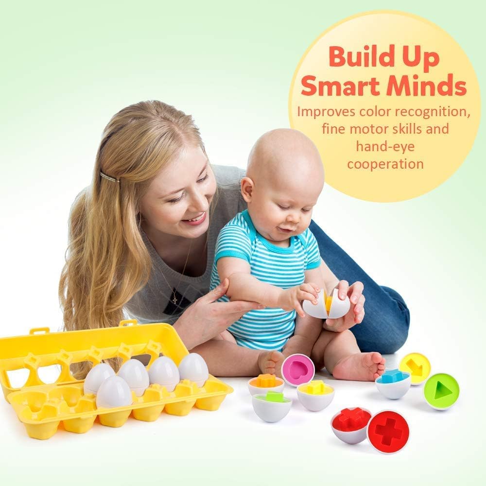 Montessori Matching Eggs Shapes and Colors set of 12| Plzpapa