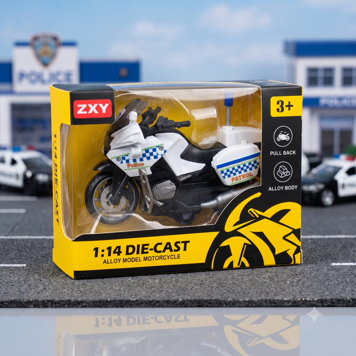 Pull-Back Alloy Police Bike [FT-1385]
