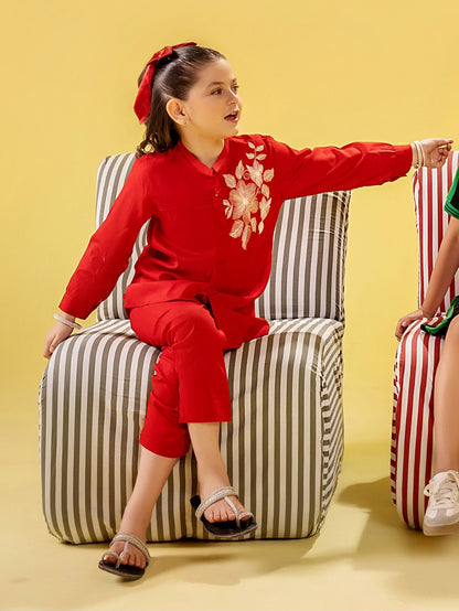 Girls Summer 2Pcs Embroidered Suit VG153-A