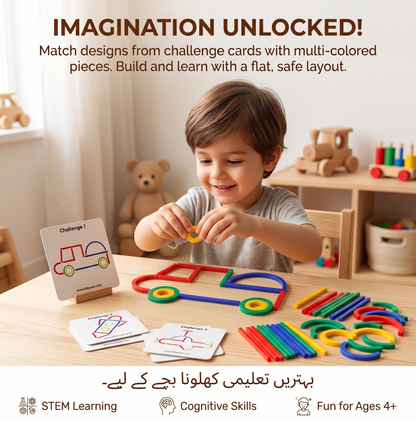 Creative Sticks And Rings Puzzle - Intelligence Game - Montessori Early Childhood Educational Toys For Children 3 Year Old [MF-143]