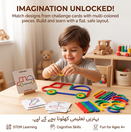 Creative Sticks And Rings Puzzle - Intelligence Game - Montessori Early Childhood Educational Toys For Children 3 Year Old [MF-143]