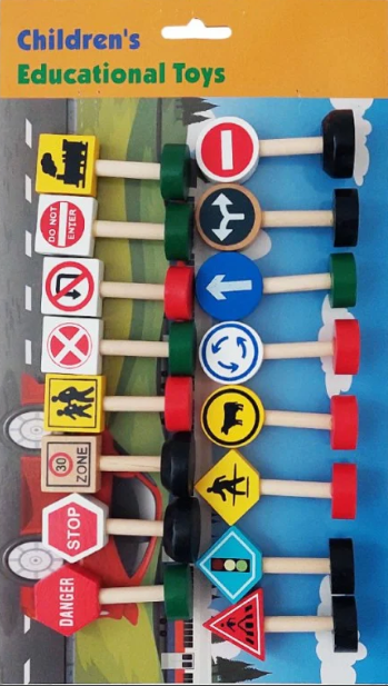 Wooden Educational Traffic Signs for Kids [WT-916]