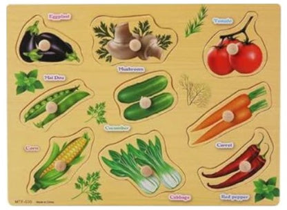 9 Vegetables Matching Puzzle Picture Peg Board [WT 414]