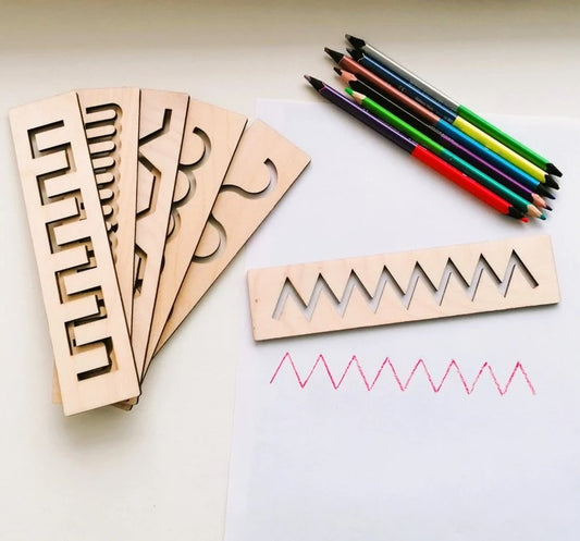 Kids Wooden Scale Writing Stencils for Writing Skills [MF-108]