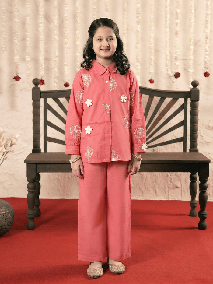 Girls Summer 2Pcs Embroidered Suit VG178-A
