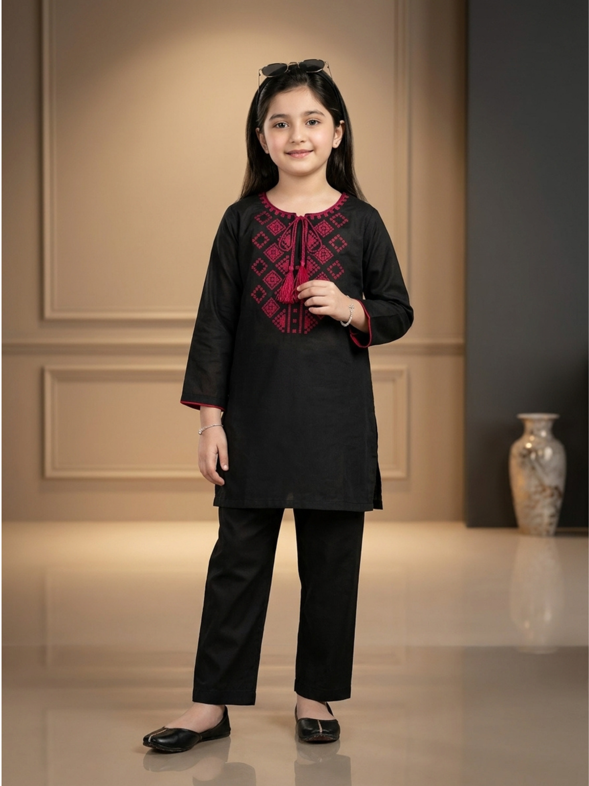 Girls Summer 2Pcs Embroidered Suit VG125-B