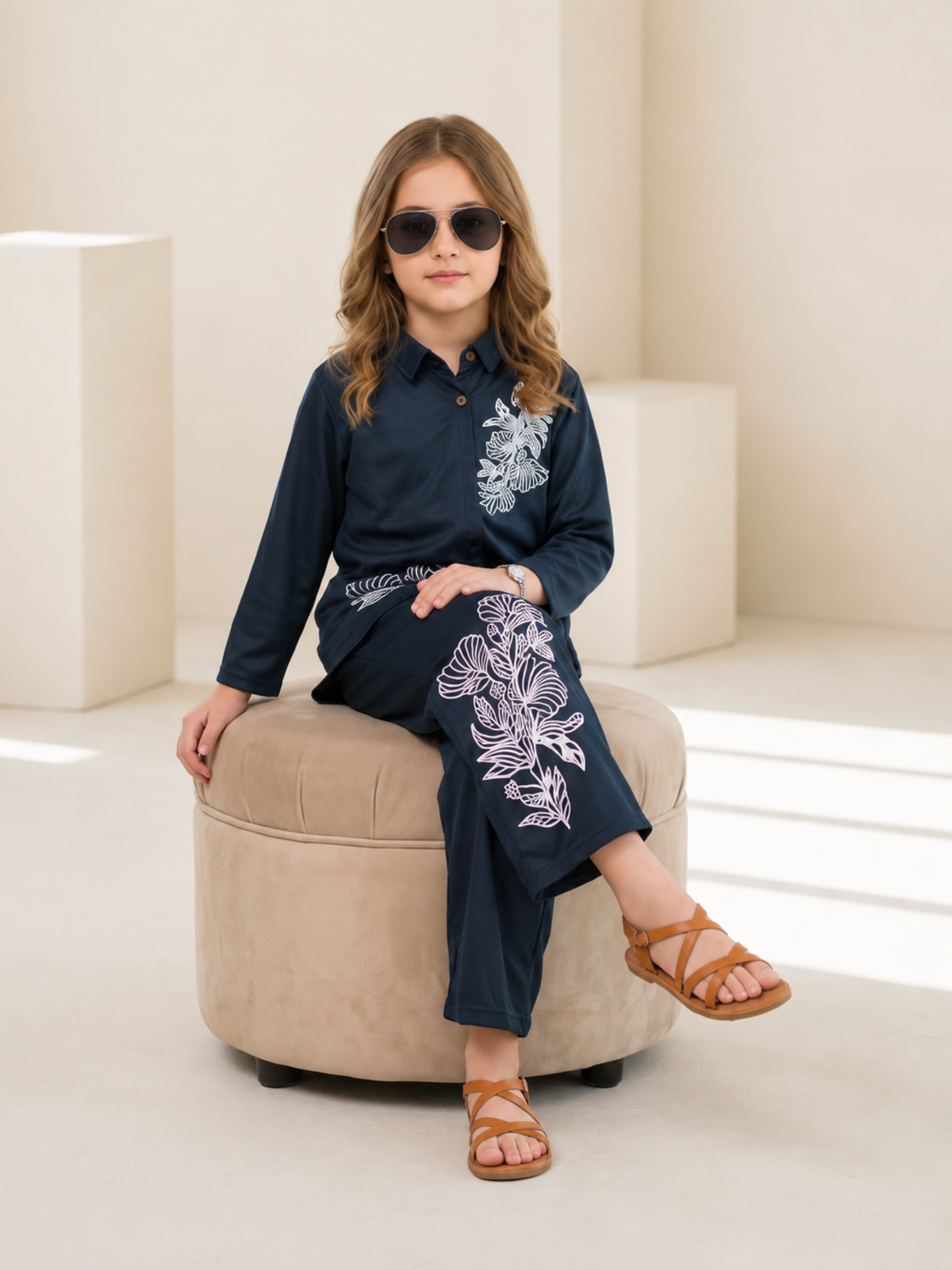 Girls Winter 2Pcs Printed Suit VG232-B