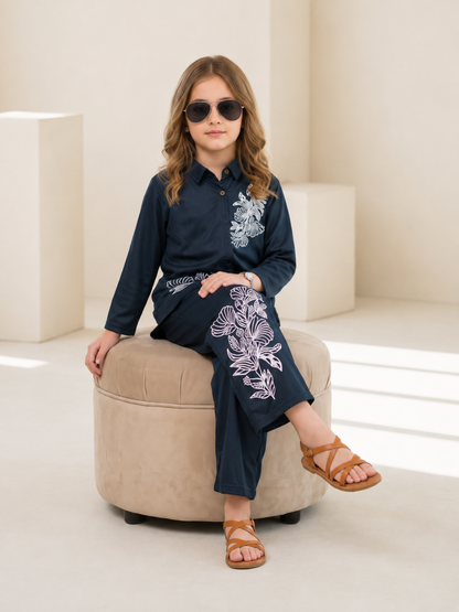 Girls Winter 2Pcs Printed Suit VG232-B