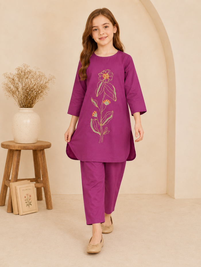 Embroidered Girls Co Ord Set VG226-A