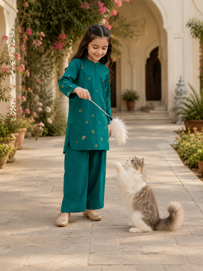 Girls Winter 2Pcs Printed Suit VG230-B