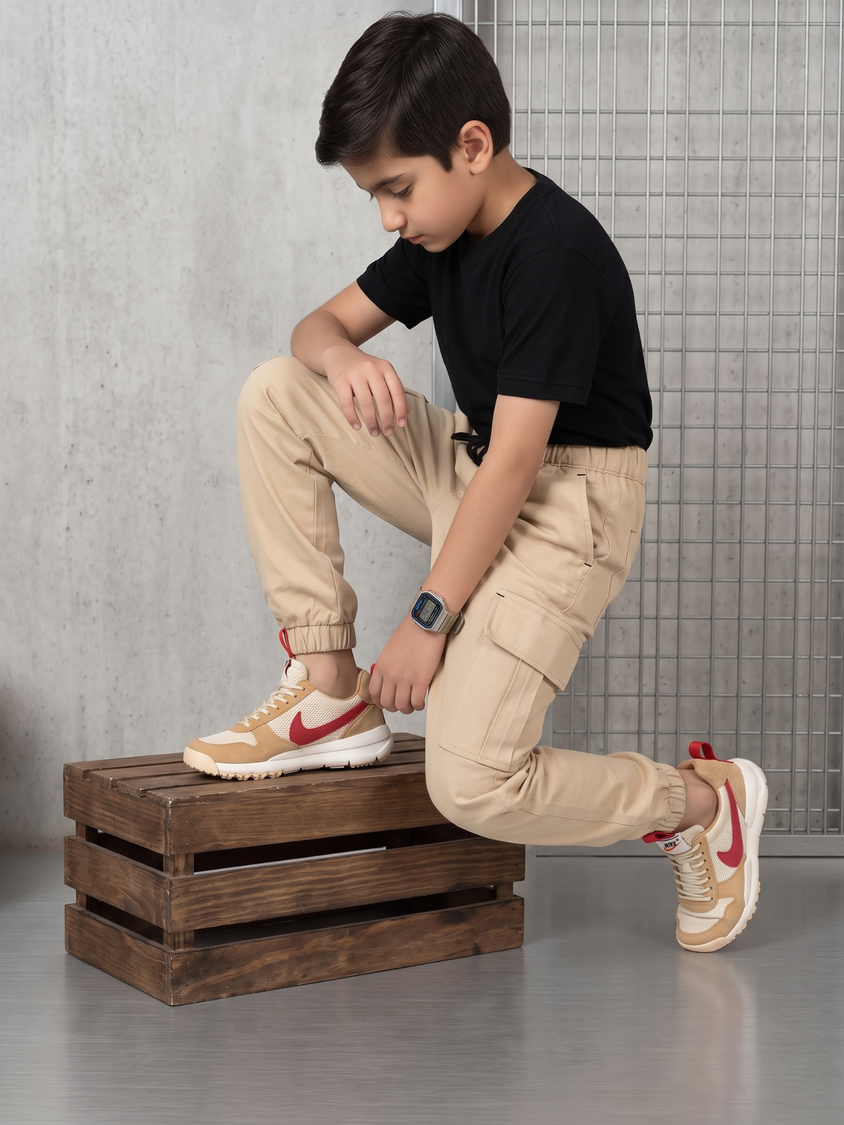 Boys Imported Textured Cargo Trouser VT30-A