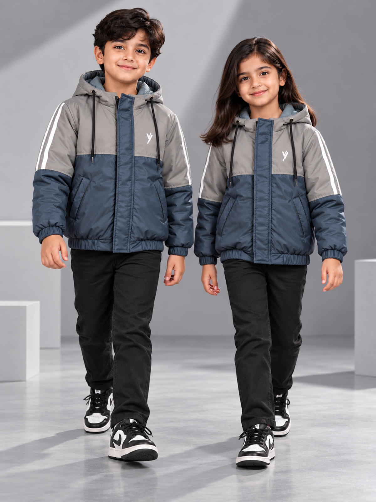Full Sleeves Hooded Puffer Jacket Boys & Girls VJ95-A