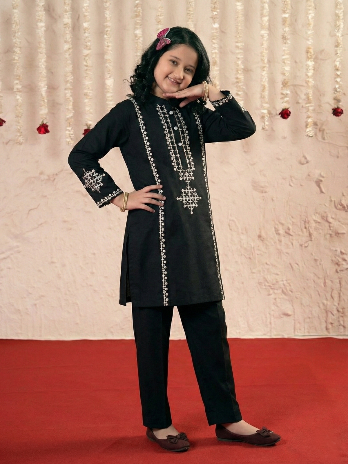 Girls Summer 2Pcs Embroidered Suit VG103-C