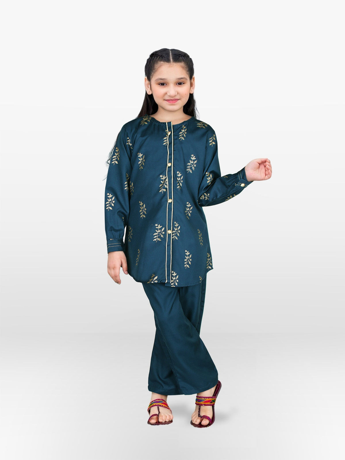 Girls Summer 2Pcs Embroidered Suit VG111-A
