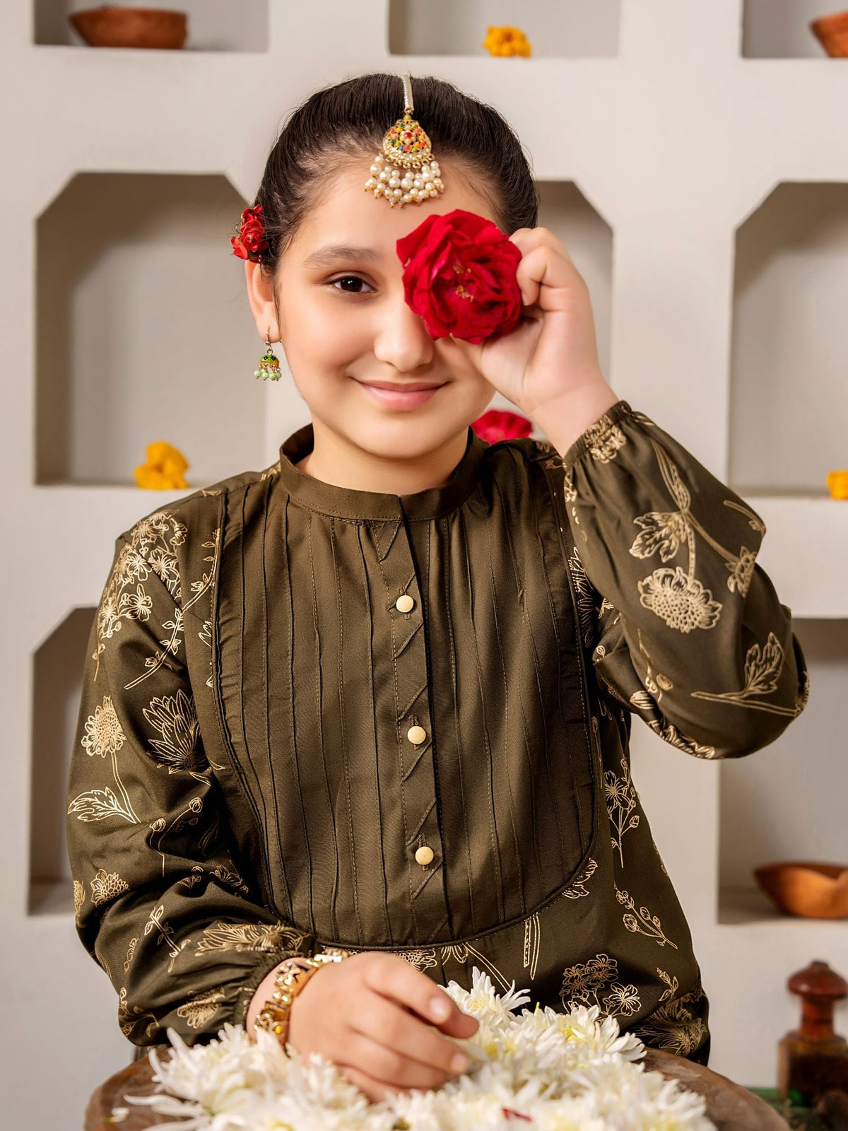 Girls Summer 2Pcs Embroidered Suit VG112-A