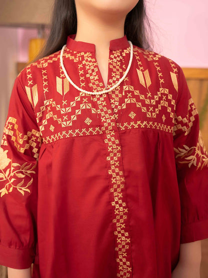 Girls Summer 2Pcs Embroidered Suit VG77-D