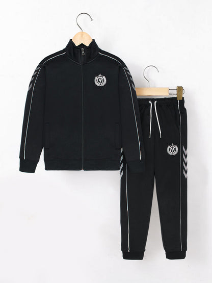 Mock Neck Tracksuit For Boys & Girls, Fleece #VWT012-B