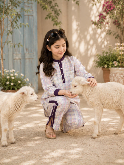 Girls Winter 2Pcs Printed Suit VG167-B