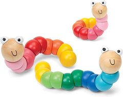 Wooden Caterpillar Crawling Toy - Colorful, Flexible, Baby Education Wooden Toy - Random Color [WT-1147]