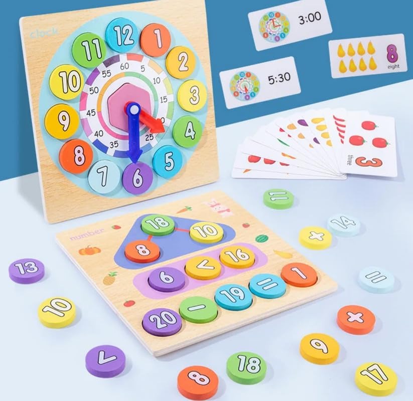 Wooden Montessori 2 In One Digital Clock And Mathematics Learning Boards [ED-1233] - Plzpapa 